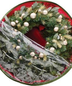 Alternative view of Whitmor Red Wreath and Garland Storage Bag – Fits up to 30 Wreath. Tear-Resistant PE Material with Clear Top. Reinforced Handles & Zipper for Artificial Wreath. Garland and Holiday Decor Organization